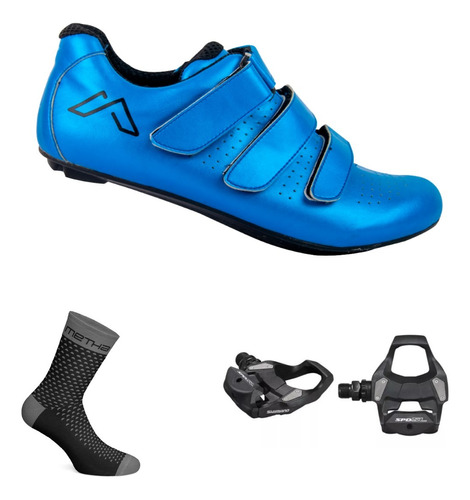 Zapatillas De Ruta Metha Tour + Pedal Shimano +medias Regalo