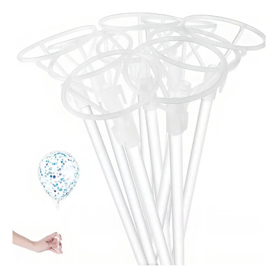 Paquete Con 200 Popotes Y 200 Bases Porta Globo Con Base 45cm Ideal Para Globo Burbuja Luz Led Color Transparente Soporte Base Bastones Bastón Para Globos | Envío gratis