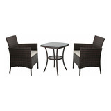 Set Juego Living Jardín 3 Piezas Rattan 2 Sillones + 1 Mesa