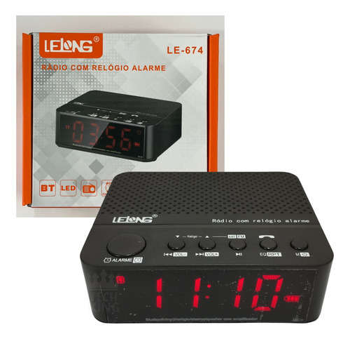 Relógio Despertador Rádio Acompanha Cabo Usb Aux Bluetooth