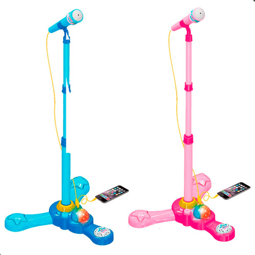 Microfone Luzes Coloridas Pedestal Az/rs Mp3 -menino Menina