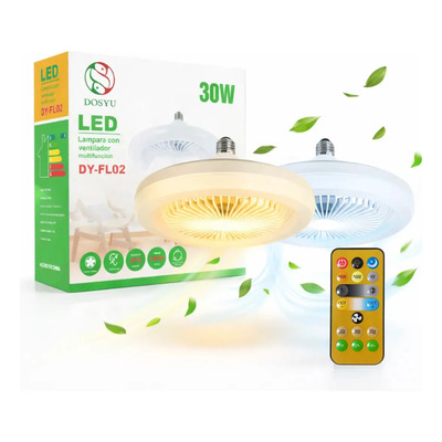 2 Pzs Foco Ventilador Techo Abánico 3 Tonos 3 Velocidades Marca Dosyu Modelo Fijo 5 Aspas Dimeable | Envío gratis