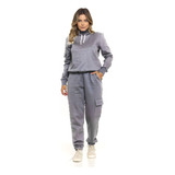 Conjunto Feminino Moletom Blusa E Calça Inverno Luxo R2014