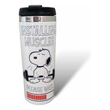 Termo Snoopy Gym, Ejercicio, Personalizado Color Blanco