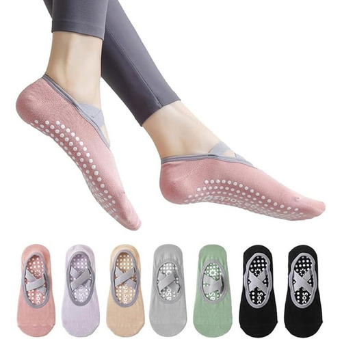 7 Pares De Calcetines De Yoga, Calcetines Antideslizantes