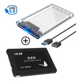 Case Hd Externo Notebook Usb 3.0 Sata 3 + Ssd 120gb Nfe Slim