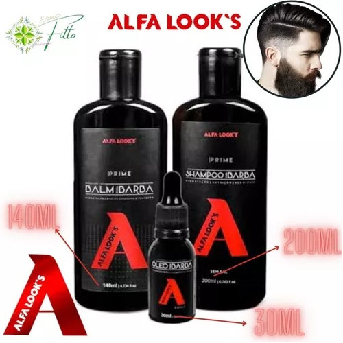 Kit Para Barba - 1 Óleo + 1 Shampo + 1 Balm Alfa Looks Prime