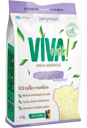 Areia Higiênica Viva Verde - Limpeza Plena 4kg