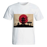 Camiseta Templo Japão Torii Sol Personalizado Unissex Camisa