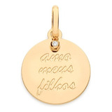 Medalha Banhado Ouro Amo Meus Filhos Com Caixa Presente Mãe Cor Dourado
