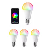 Paquete Con 4 Focos Inteligentes Rgb Luz Led 15w