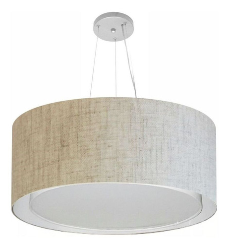 Lustre Pendente Cilind Md-4302 Cupula Tec 60x30 Rustico Bege