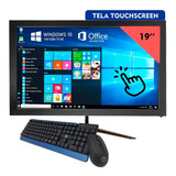 All In One Pc I3 4gb Ram 120gb Ssd Tela 19' Touchscreen Kit Cor Preto 110v/220v