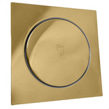 Ralo Banheiro Dourado Inox 15x15 Quadrado Click Tampa Gold