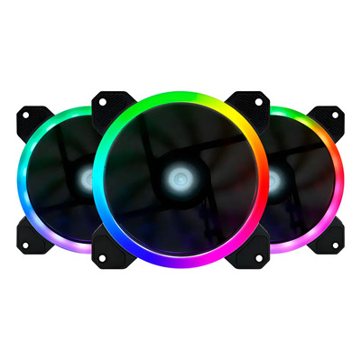 Kit de Ventiladores RGB 120mm Game Factor FKG400 Negro Con Controlador 1500RPM 3 Piezas | Envío gratis