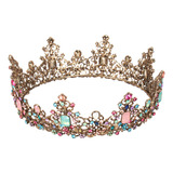 Diadema De Corona Redonda Grande Con Tiara De Latón Colorida