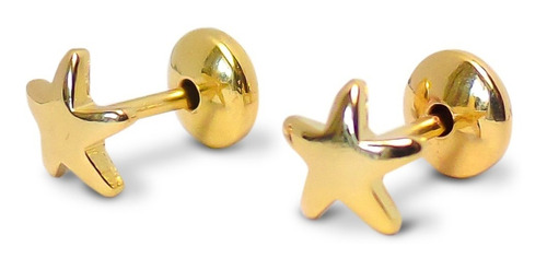 Aros Bebé Estrella 5mm Enchapado Oro 18 K