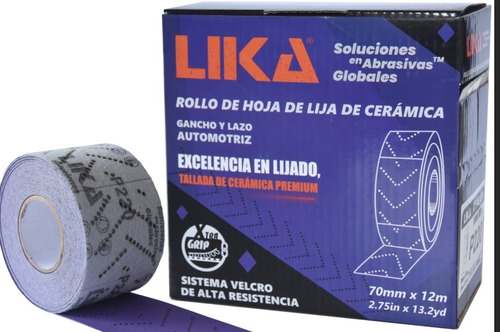 Rollo De Lija Garlopa Ceramica Velcro Automotriz 70mm X 12m