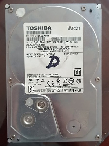 Disco Duro Toshiba Dt01aca300 3tb