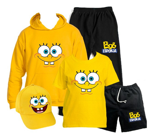 Conjunto Pantalon-poleron / Polera-short + Gorro Bob Esponja