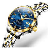 Relojes De Diamantes Luminosos De Lujo Olevs Para Mujer Color Del Fondo Azul