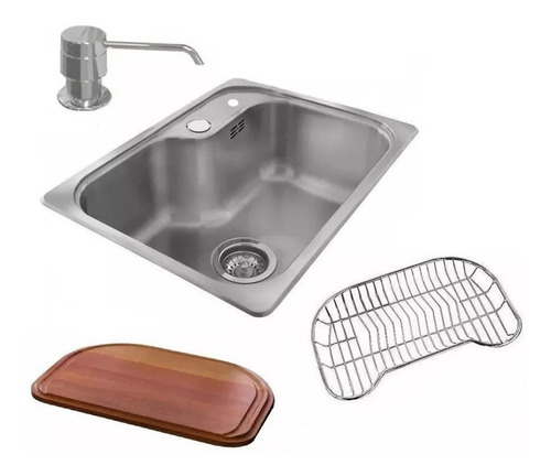 Bacha Cocina Mini Luxor Johnson + Secaplatos + Tabla+ Dosifi