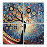 60x60cm Pintura Vanguardia Mosaico Árbol De Vida Flores
