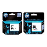 Kit Cartuchos Originais Hp 27 Preto E 28 Color Novo P 3845