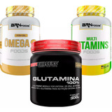 Kit Multivitamínico 90caps + Glutamina 300g+ Ômega 3 120caps