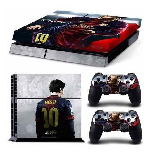 Adesivo Skin Ps4 - Messi Barcelona - Console/controles 0264