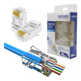 Kit 100 Conector Rj45 Vazado De Passagem Ez Crimp Cat5e Ouro