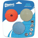 Pacote Fetch Medley Ball Com 3 Chuckit  M (pacote 3 Pelotas) Cor Laranja Azul Fluor