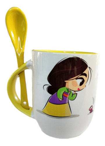 Taza Disney Princesa Mulan Con Cuchara 