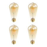 Kit 4 Lampada Led Filamento St64 Retro Ambar 4w Vintage