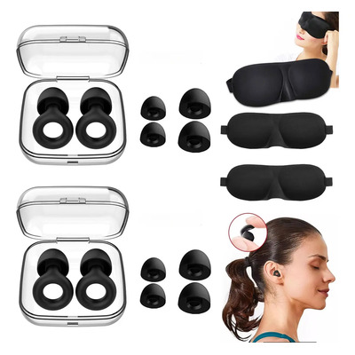 4 Tapones Dormir Para Oídos Con Reducción De Ruido Con 8 Tapones Reemplazables, 2 Sleep Mask, Caja De Almacenamiento