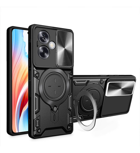 For Oppo A79 5g Slide Camera Cover Hard Ring Stand Back Case