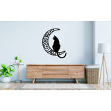 Cuadro Luna Gato Relieve Mdf Madera Calada 90cm Decotronica 