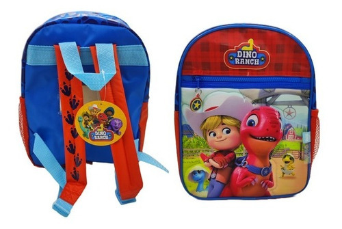 Mochila 12puLG Personajes Infantiles Jardin Quepeños Color Rojo Diseño De La Tela Dino Ranch