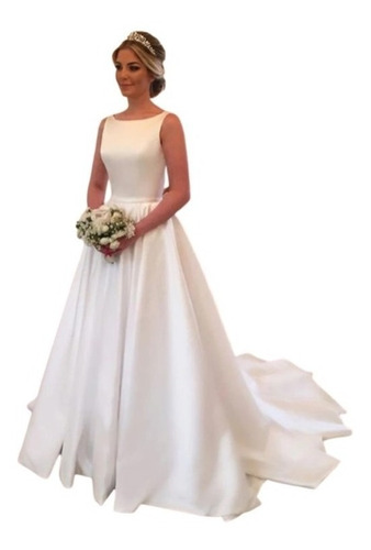 Vestido De Noiva Simples Com Cauda Mais Saia De Armação
