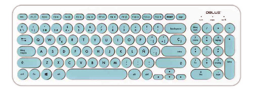 Teclado Usb Ultra Delgado Blanco Letras Celeste Español - Ps