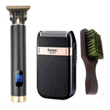 Kit Completo Maquina Elétrica T9 Vintage E Shaver Kemei