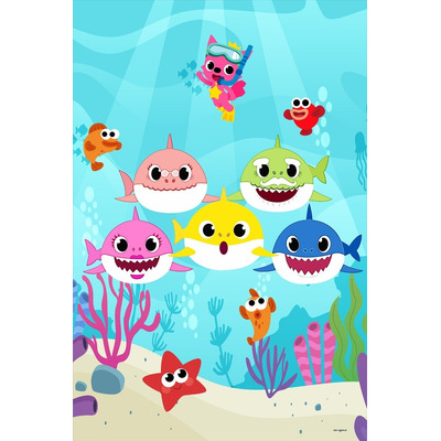 Painel Festa Retangular P/ Casado 1,5x2,2 Baby Shark 3
