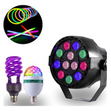 Kit- Canhão Refletor  Luz Negra Lampada Rgb Pulseira Neon