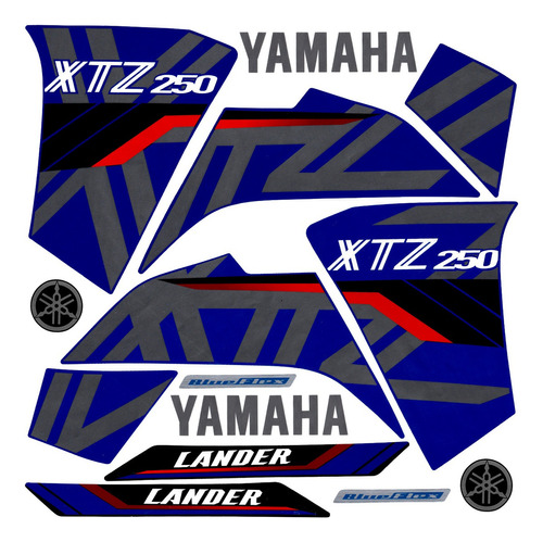 Kit Faixa Adesivos Yamaha Lander 250 Azul Ano 2020