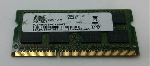 Memoria Notebook Smart Ddr3 2gb Pc3-8500s-07-10-f2 2rx8.