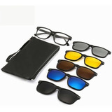 Marco Óptico Rectangular + 5 Clip Sobrelentes Para El Sol