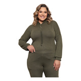 Conjunto Inverno Lanzinha Calça E Blusa Com Capuz Plus Size