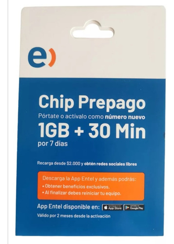 Chip Entel Prepago Pack 100 Unidades