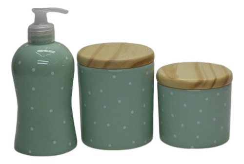 Kit Higiene Bebe/ Lavabo 3 Peças Verde Bebe Poa Tp Pinus