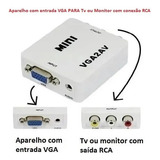 Mini Conversor Adaptador Vga Para Áudio E Vídeo Av Rca